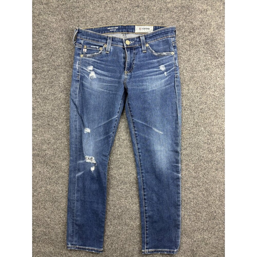 AG Adriano Goldschmied Jeans Womens 25 Blue The Stilt Crop Distressed Skinny‎